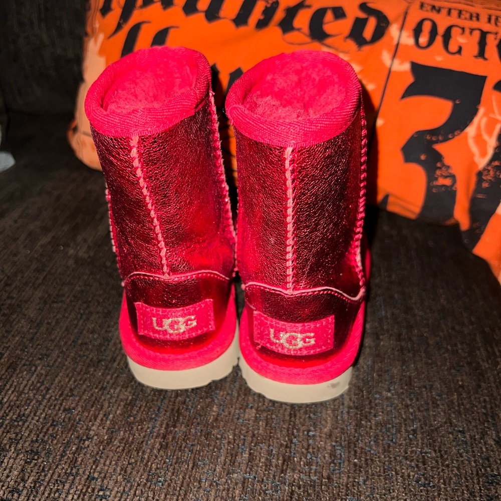 Red shiny ugg boots
